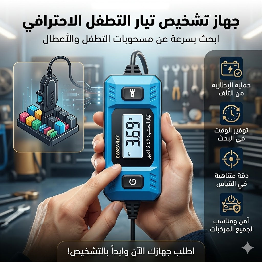 جهاز اختبار التيار الكهربائي المحمول للسيارات ⚡