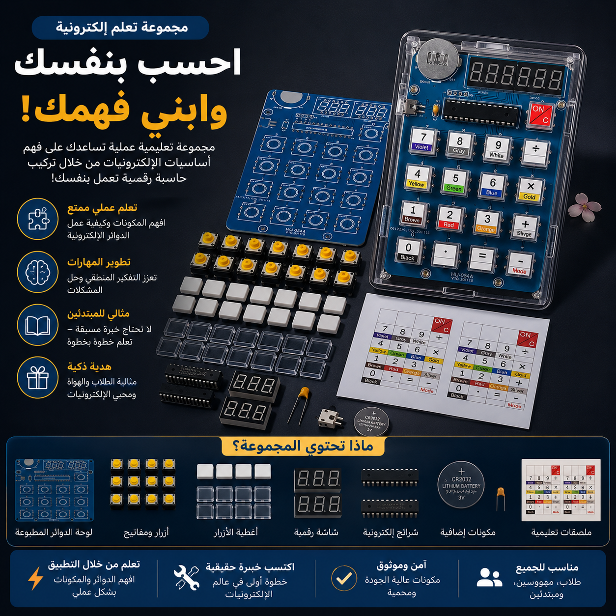 تدريب على لحام لوحات الدوائر الإلكترونية، مجموعة أدوات إلكترونية