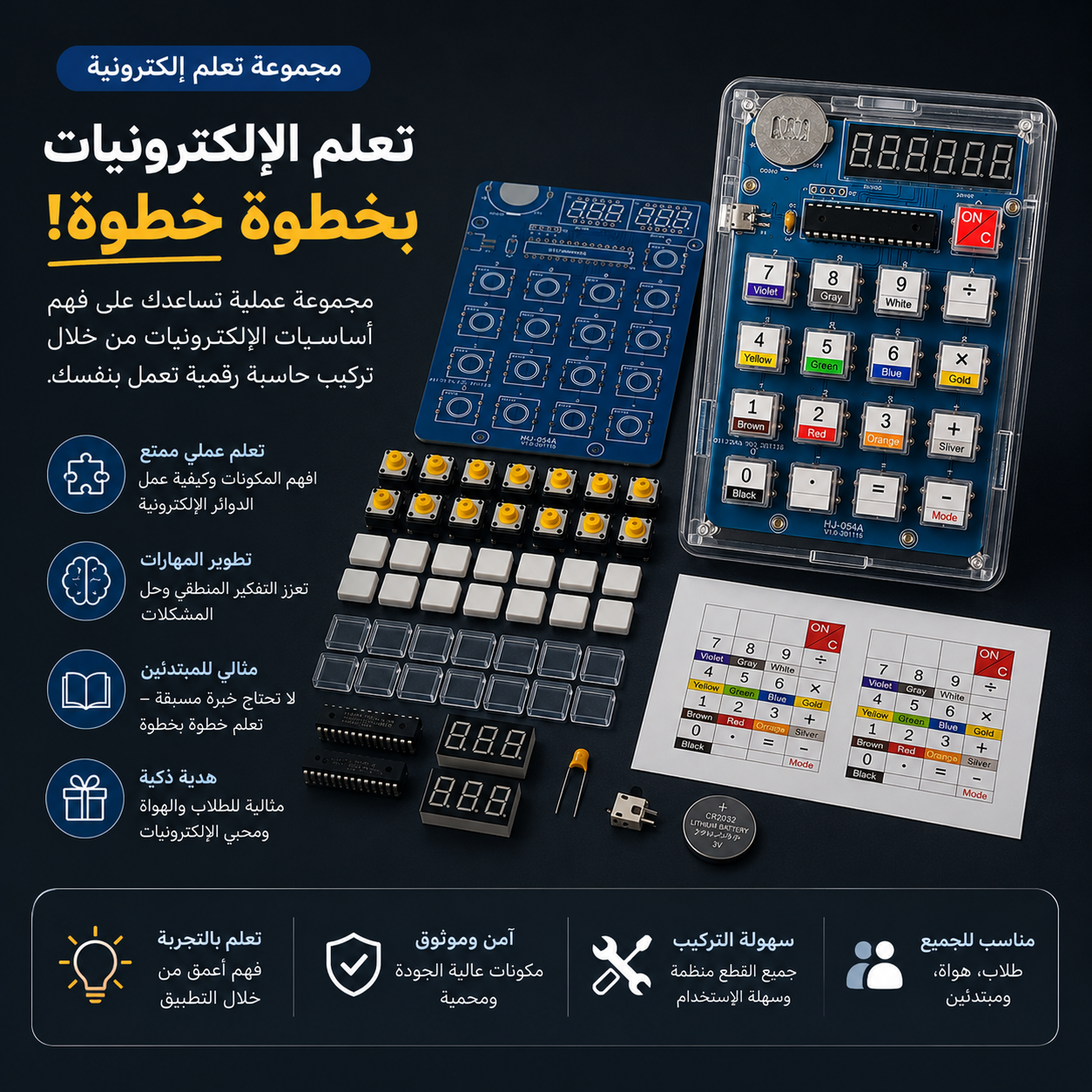 تدريب على لحام لوحات الدوائر الإلكترونية، مجموعة أدوات إلكترونية