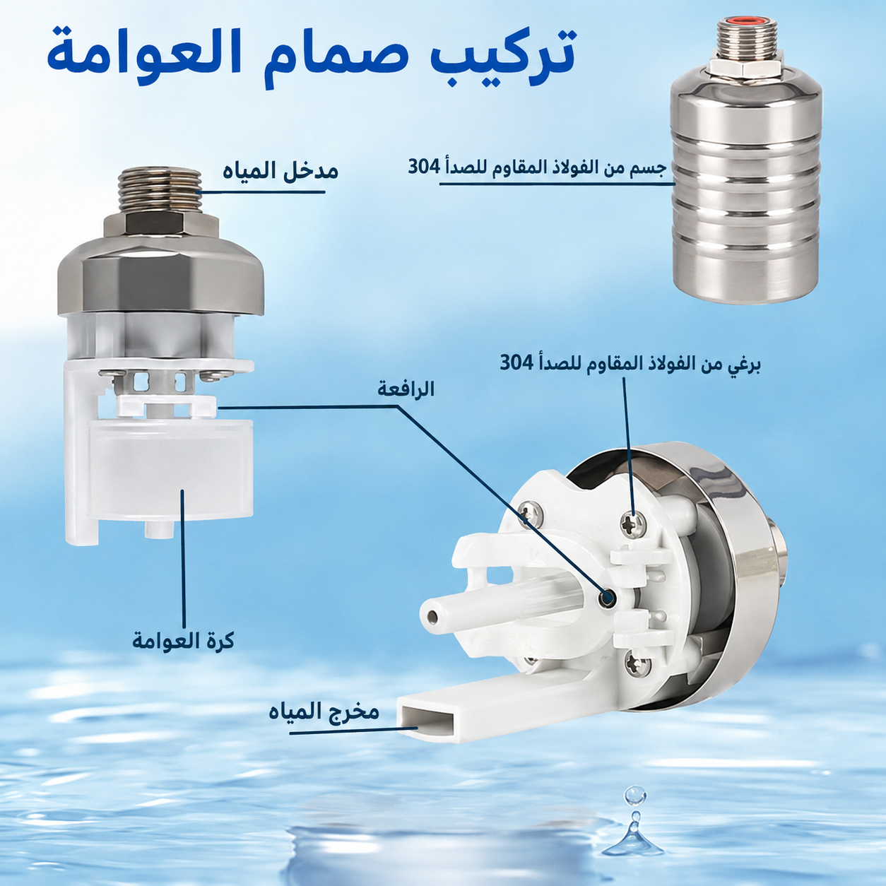 صمام عوامة أوتوماتيكي للتحكم في مستوى المياه