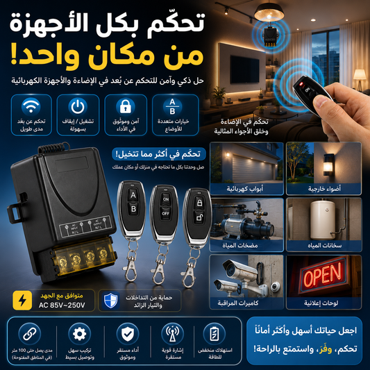 مجموعة مفتاح تحكم عن بعد لاسلكي وجهاز استقبال