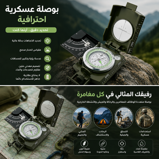 بوصلة ملاحة عسكرية مزودة بمقياس ميل