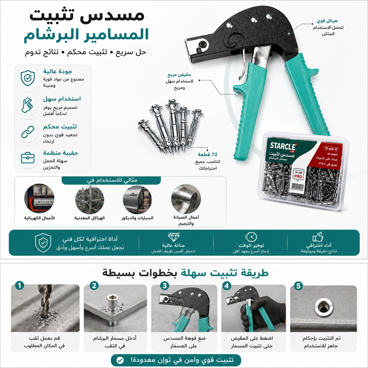أداة تثبيت مثبتات الحائط (مع 72 شوفي )